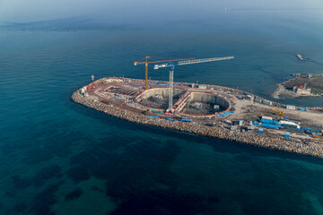 Drone photo of Istanbul Bosphorus Bridge construction