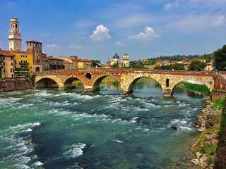 Fototapeta premium Bridge Crossing The Adige River