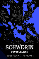 Urbaner Schwerin Straßename Stadtplan