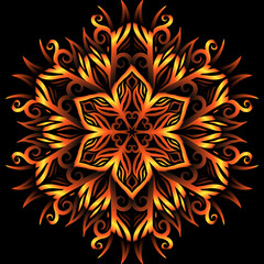 Beautiful colourful gradient flowers line art of traditional abstract symbol batik dayak ornament design template elements
