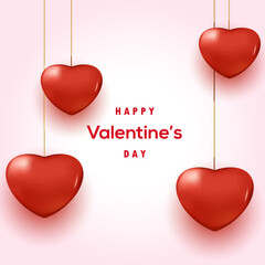  Valentines day background with red heart design.