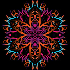 Beautiful colourful gradient flowers line art of traditional abstract symbol batik dayak ornament design template elements
