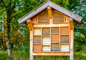 wooden insect house or hotel