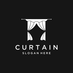Creative luxury curtain or curtain Logo template design for Theatre, home,hotel and apartment.