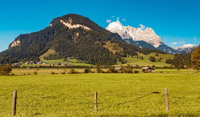 Beautiful alpine summer view near Erpfendorf, Sankt Johann, Wilder Kaiser, Tyrol, Austria