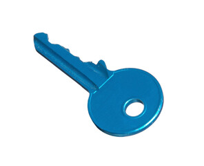 Blue key isolated on layered png format background.