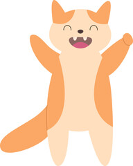 Funny cat flat icon Cheerful kitty celebrate birthday