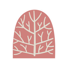 Cute fairytale bush icon. Pink doodle vector illustration