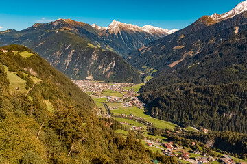 Beautiful alpine summer view at the famous Penken summit, Mayrhofen, Tyrol, Austria