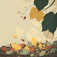 Fototapeta na wymiar autumn leaves background, digital art, vector graphics
