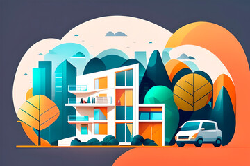 House for sale, apartments, real estate services, home buying, wallpaper, flat design