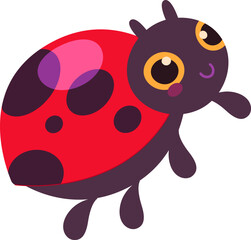 Cute cartoon ladybug beetle flat icon