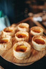Portuguese desserts on a table in a cafe