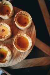 Portuguese desserts on a table in a cafe