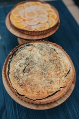 two sweet christmas  pies orange and poppy seed on the table
