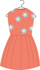 Cute summer dress for girl on hanger flat icon