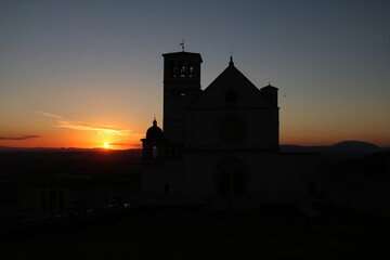 Afterglow at Basilica San Francesco in Assisi, Umbria Italy
