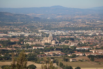 View to Santa Maria degli Angeli from Assisi, Umbria Italy