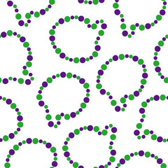 Seamless Pattern with Purple-green Beads for Mardi Gras Party Design