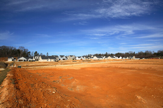 New home construction site in Fletcher, a suburb of Asheville, NC