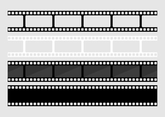 Film Strip in four design on white background. Film Strip concept. Movie night. Cinematic industry. Vector illustration.