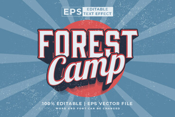 Obraz premium Editable text effect - Forest Camp Vintage template style premium vector