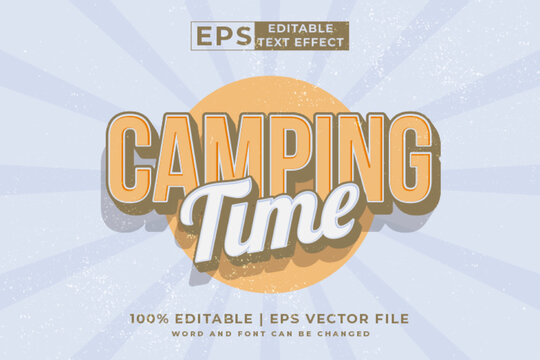 Editable text effect - Camping Time Vintage template style premium vector