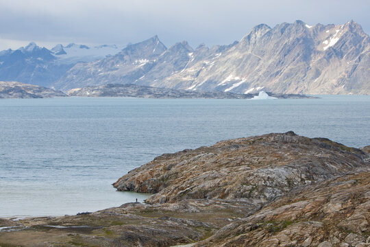 A lonely figure in the mountainous East Greenland.