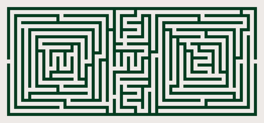 Labyrinth vector rectangle shape. Maze (labyrinth) game illustration.