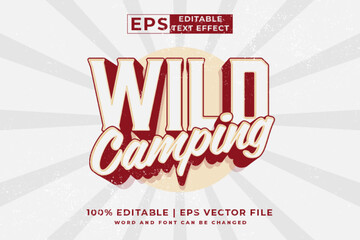 Editable text effect - Wild Camping Vintage template style premium vector