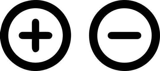 Fototapeta premium Round icon of plus and minus symbol. Basic mathematical symbol. Business finance concept in vector. isolated.