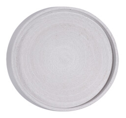Empty round gray stone plate isolated on white background, top view