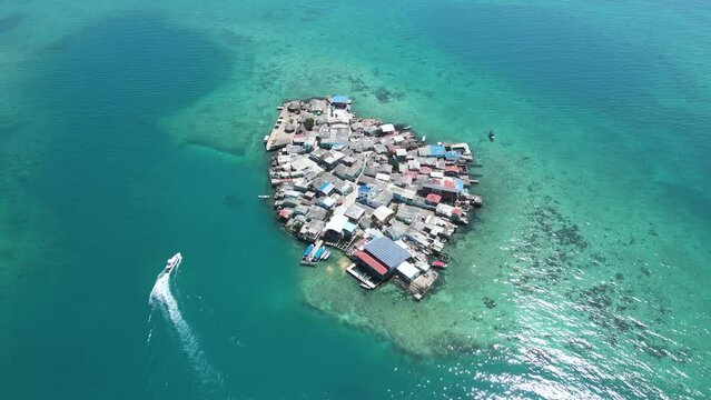 Famous Artificial Island of Santa Cruz del Islote, Columbia Ocean Caribbean - Aerial