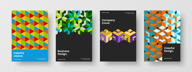 Fototapeta na wymiar Amazing corporate brochure vector design template collection. Modern mosaic shapes catalog cover concept bundle.