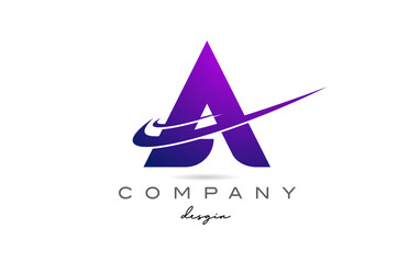 A purple alphabet letter logo with double swoosh. Corporate creative template design for business and company