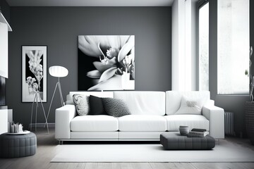 White wall living room have sofa and decoration - generative ai