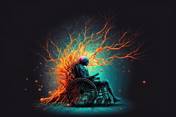 Multiple sclerosis abstract background. Generative AI - obrazy, fototapety, plakaty