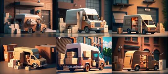 A truck delivering orders, purchases. AI	