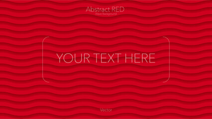 Red waves abstract background with frame and place for text. Vector Illustration.