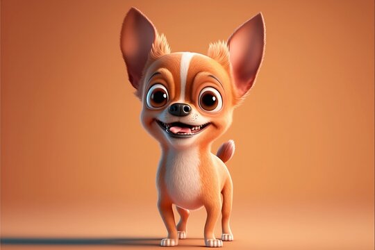 Cute cartoon Chihuahua dog in a Pixar style