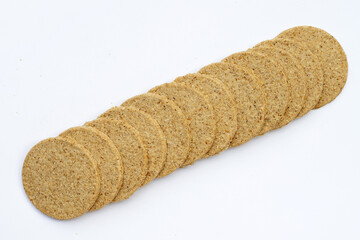 Oatcakes on a white background.