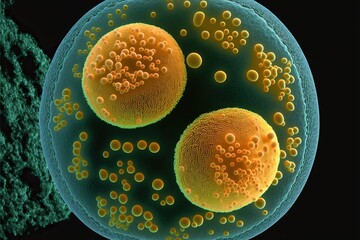 Staphylococcus aureus (artistic representation), created with Generative AI technology