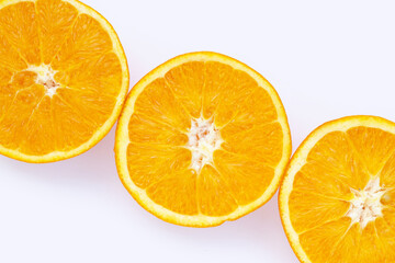 Orange fruit on white background.