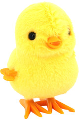 Little yellow toy chick isolated on transparent white background PNG