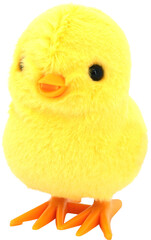 Little yellow toy chick isolated on transparent white background PNG