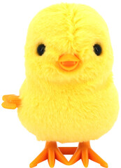 Little yellow toy chick isolated on transparent white background PNG