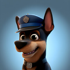 Cartoon police dog made with generative AI