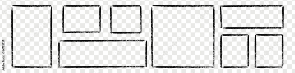 Canvas Prints rectangle frame line. square shape outline on hand draw style. vector illustration isolated