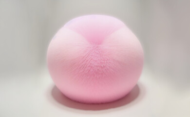 Abstract photo, render of fluffy pink ball isolated on white background, soft fuzzy ball of fur, generative ai