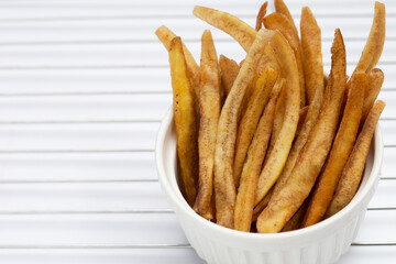 Crispy banana sticks. Fruit snack